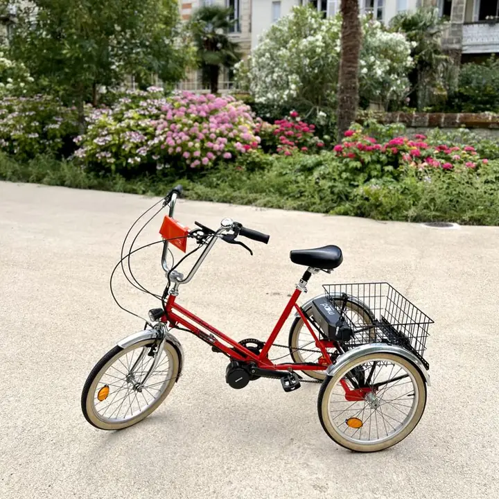 Tricycle adulte électrifié par Mood, photographié dans Bordeaux