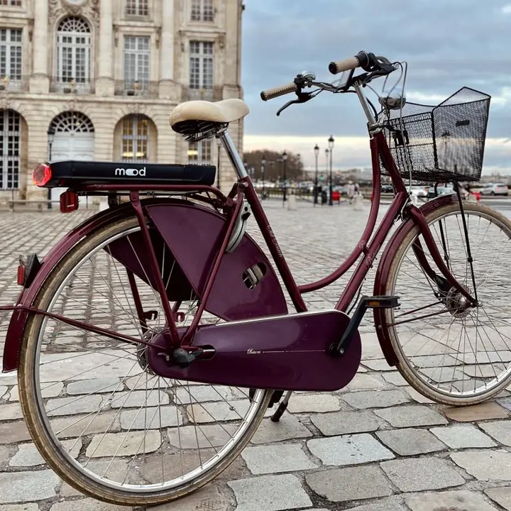 Vélo hollandais électrifié par Mood, photographié dans Bordeaux